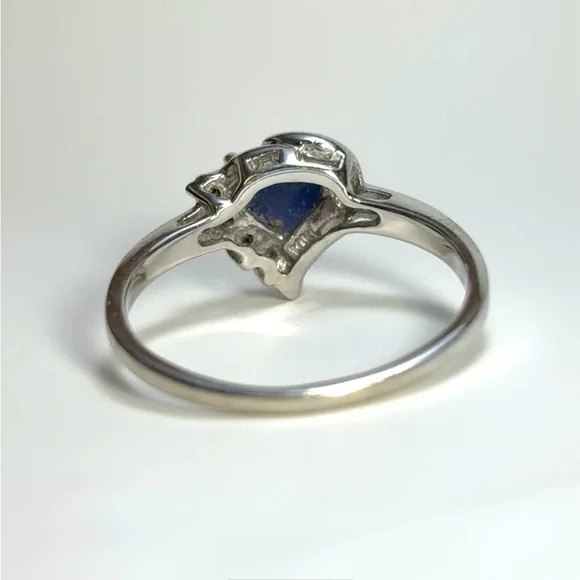 10k Blue Star Sapphire Ring with Diamonds - Picture 6 of 7